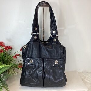 Marc by Marc Jacobs Totally Turnlock Teri Tote in black pebbled leather